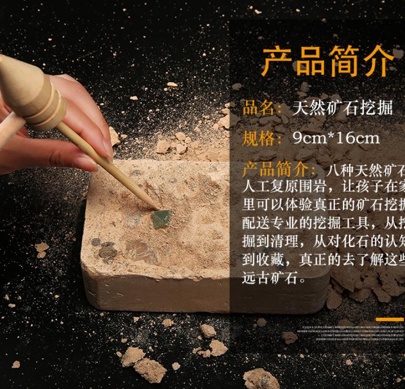 抖音同款diy考古挖掘恐龙挖宝石钻石套装矿宝藏六一儿童玩具礼物 随机