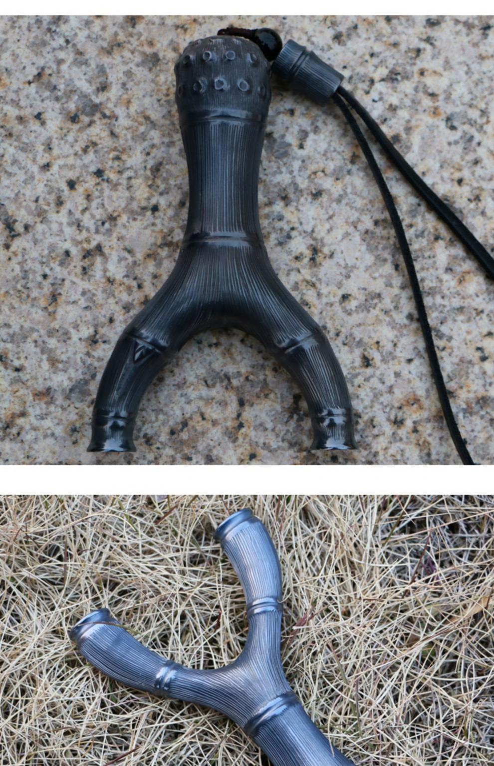 成人弹弓圆头钛合金tc21竹节飞虎弓高精度强力速射手工雕刻直板反曲