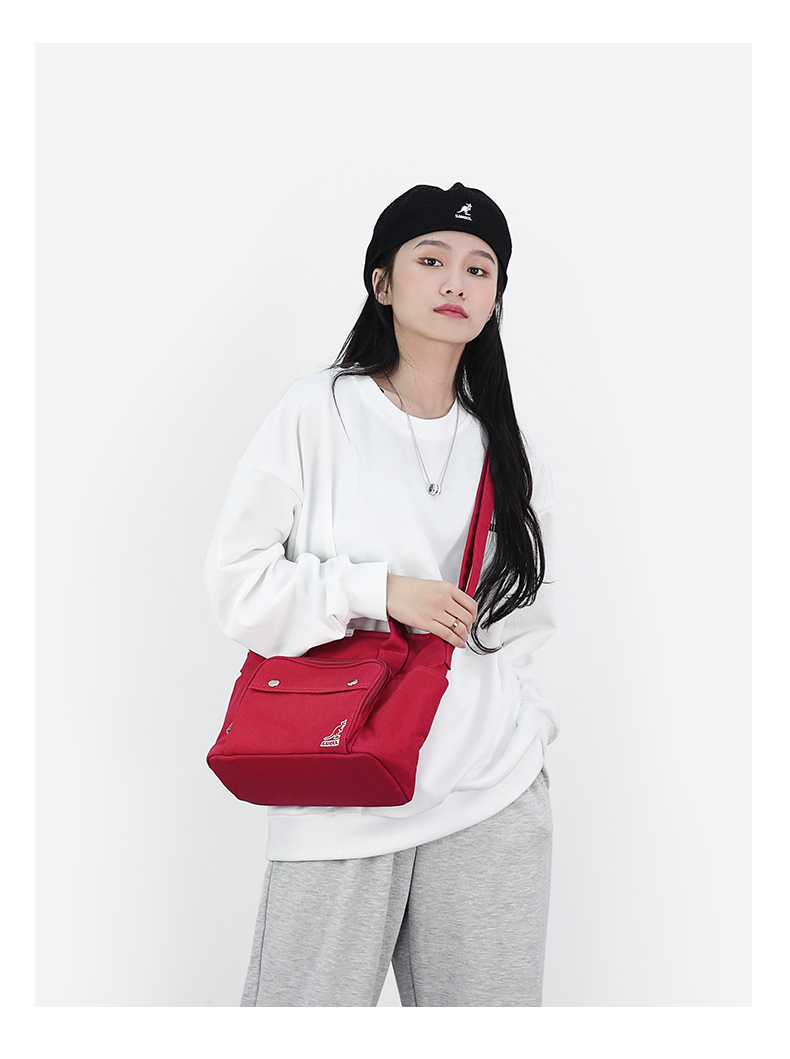 kangol官方帆布包女手提斜挎单肩饺子包大学生ins韩复古百搭 a款--浅