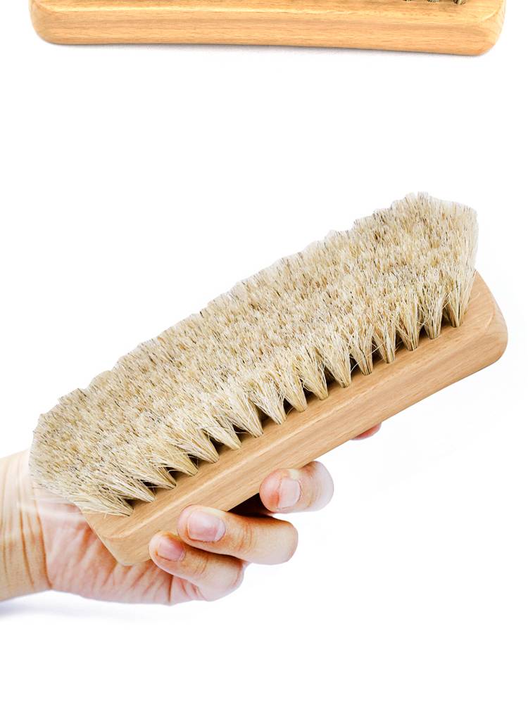 鞋油刷 圆头双面马鬃毛刷 软毛皮鞋油刷鞋上油抛光护理刷子皮鞋刷 小