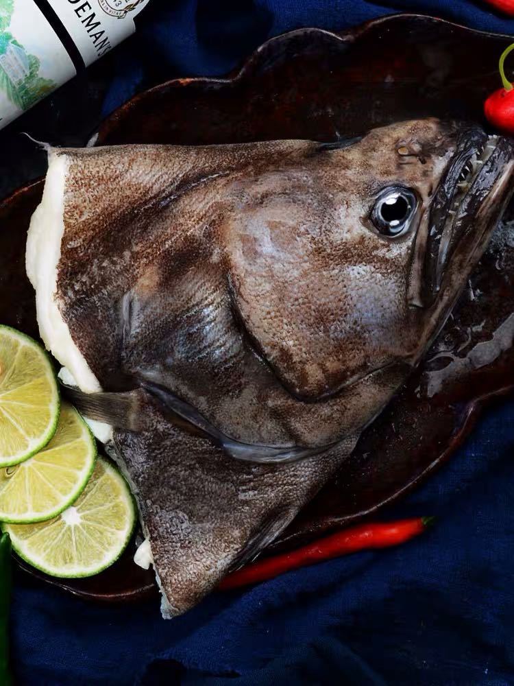 悦芳华旗舰店鸦片鱼头碟鱼头鲽鱼头国产海鲜深海活冻肉多冷库直发拍下