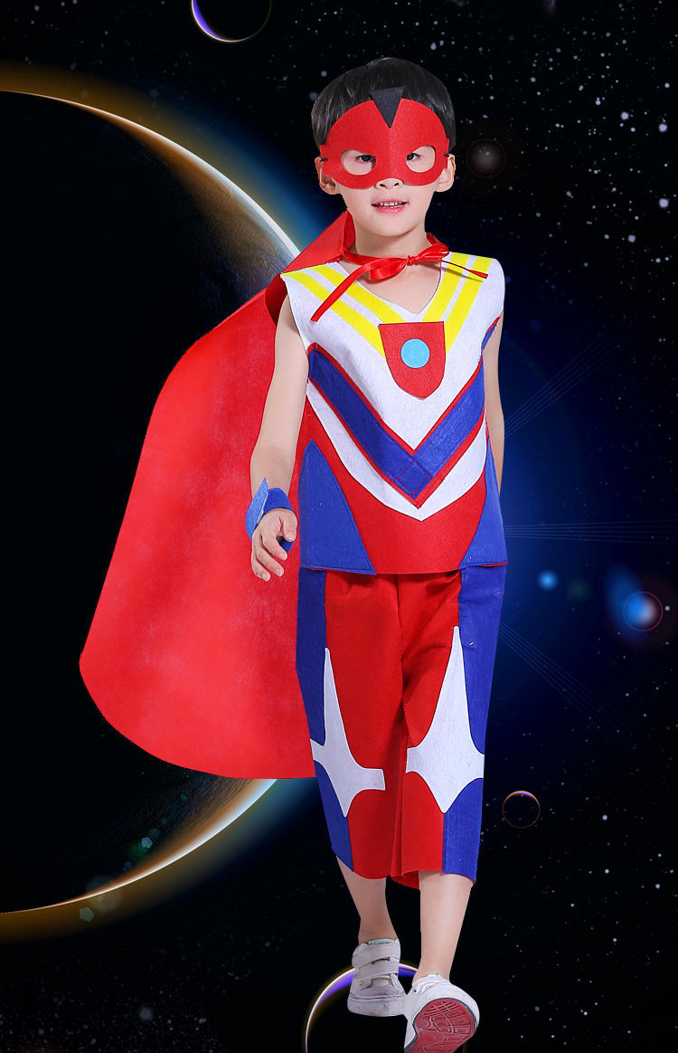 时装秀衣服男童表演服走秀潮服幼儿园手工diy自制女童奥特曼亲子男