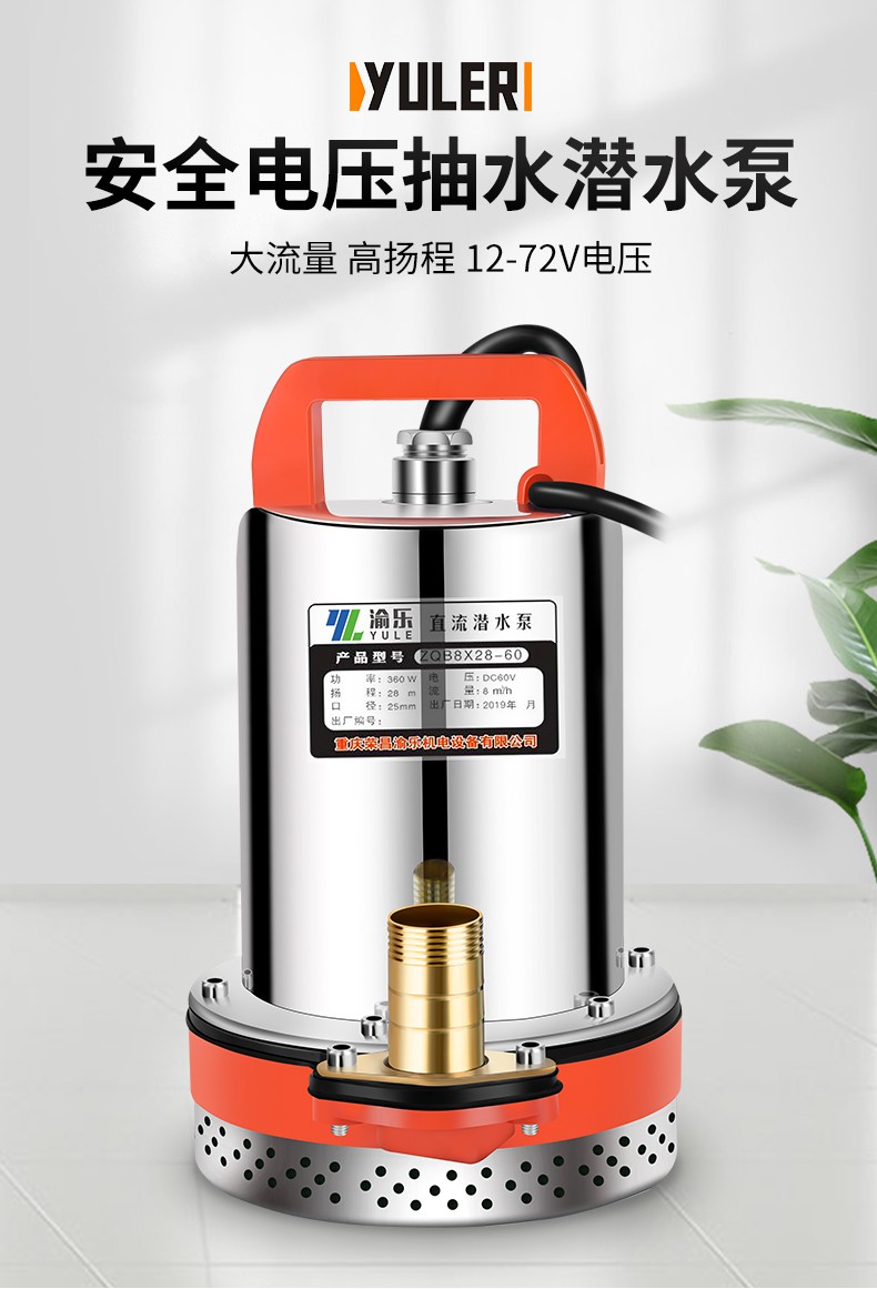 12v直流潜水泵24v48v60v伏农用电瓶小型高扬程抽水泵机丽荟高扬程72v