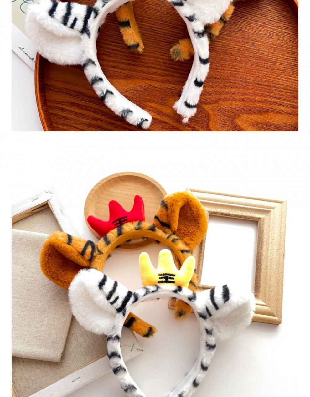 可爱新年虎年老虎头饰发箍小老虎耳朵头箍发卡女年会跨年发饰虎头黄色