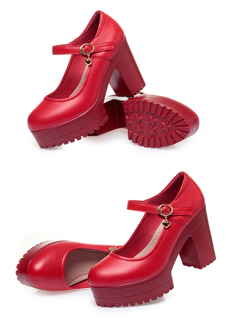 旗袍走秀软底软皮鞋广场舞鞋女真皮模特鞋防水台大粗跟高跟鞋鞋厚底