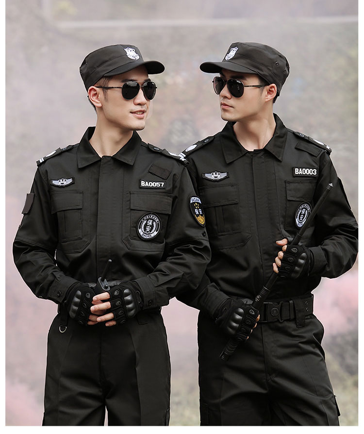 新品袖套男工作保安工作服夏季短袖套装男黑色作训服制服安保物业工作