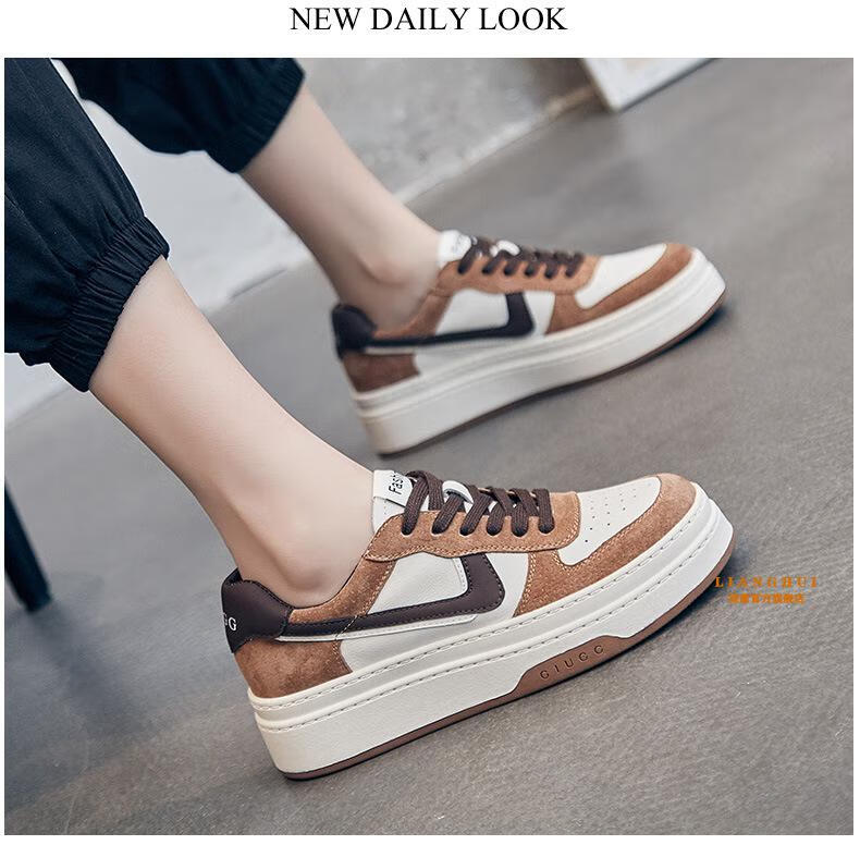 aj女鞋白鞋女新款面包鞋百搭圆头拼色厚底增高休闲运动板鞋女a nike n