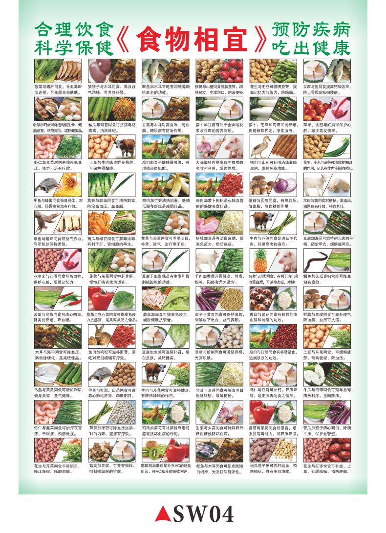 食物相宜相生相克大全挂图饮食用餐搭配正版家庭厨房对照表十大健康