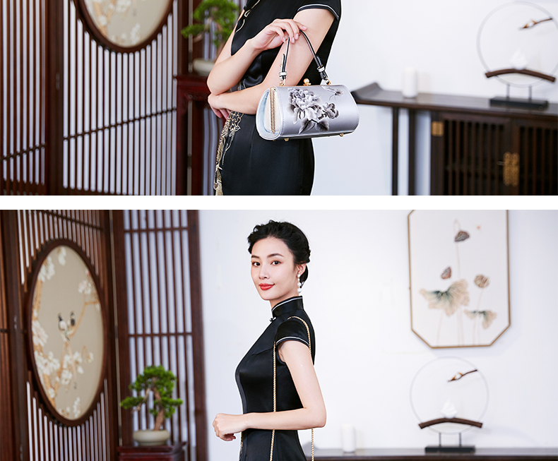 卡帝乐鳄鱼品牌手提包配旗袍的包包刺绣民族风妈妈包女士婚礼喜婆婆