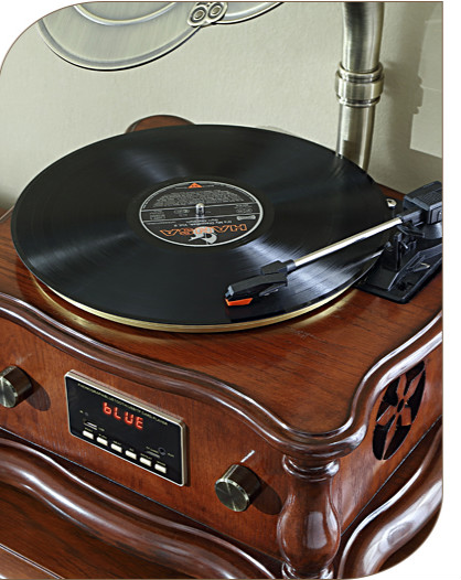 高端怀旧仿古留声机迷你蓝牙复古黑胶唱片机老式电唱机欧式美式客厅