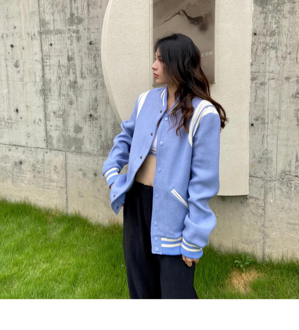 slp风拼接皮革teddy羊毛棒球服外套男女同款夹克 灰色 46【图片 价格