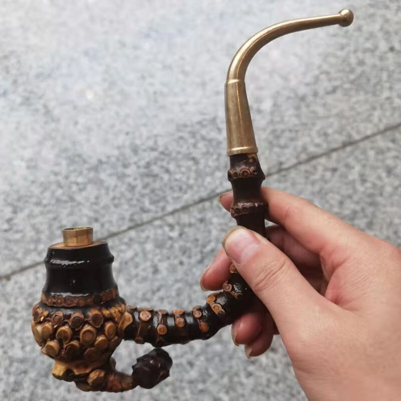 老式旱烟斗 竹根烟斗 紫竹烟斗竹根烟杆贵州黑竹子烟杆手工老式黑竹