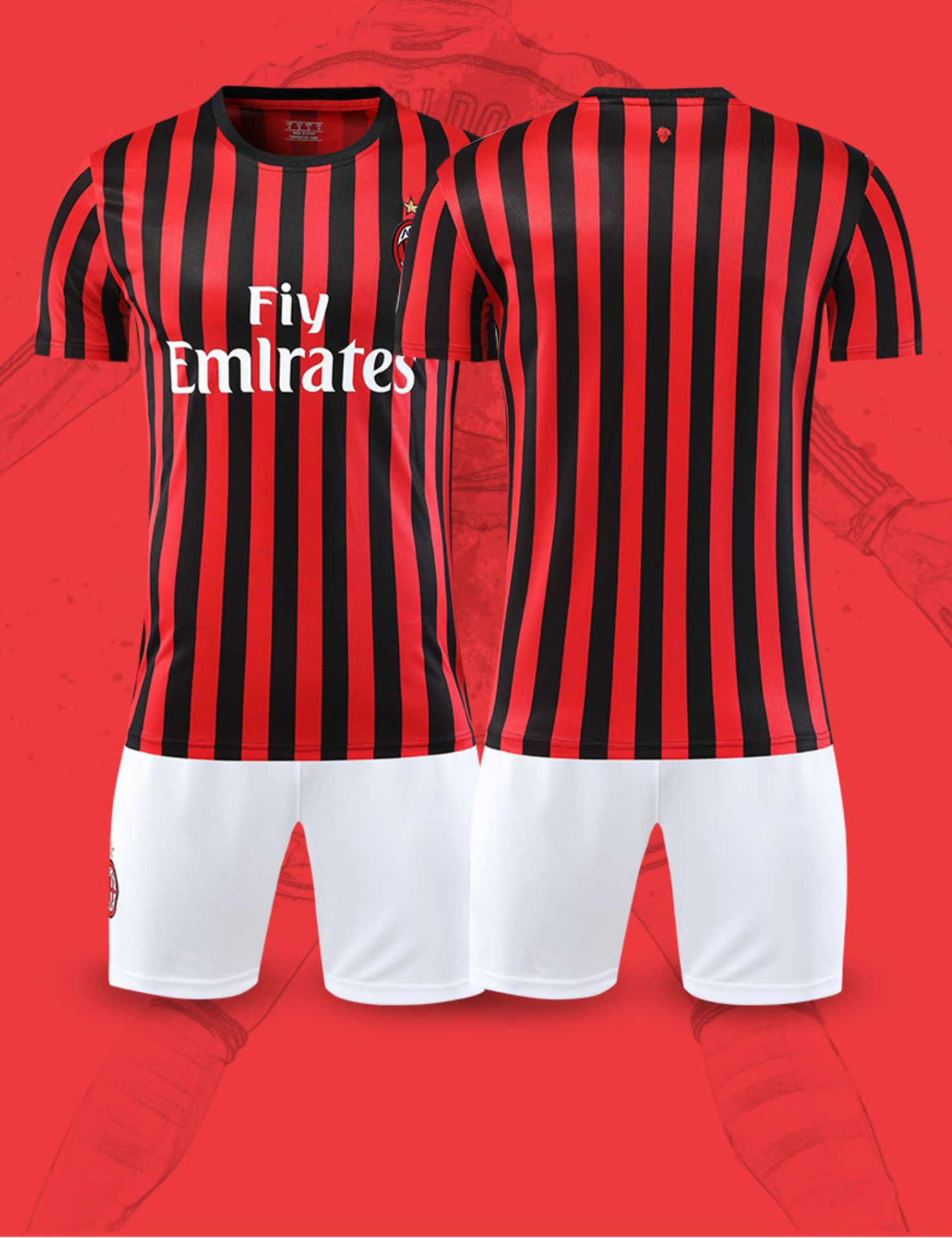 足球运动套装ac米兰球衣2021赛季二客伊布11号卡卡复古训练队服男 【