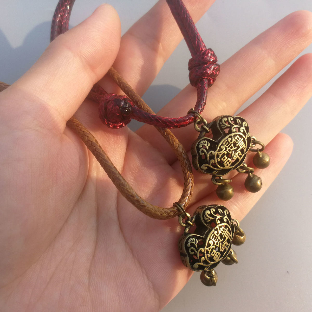 宠物项圈猫铃铛复古长命锁项链狗狗铃铛可爱猫咪铃铛小型犬饰品 藏青