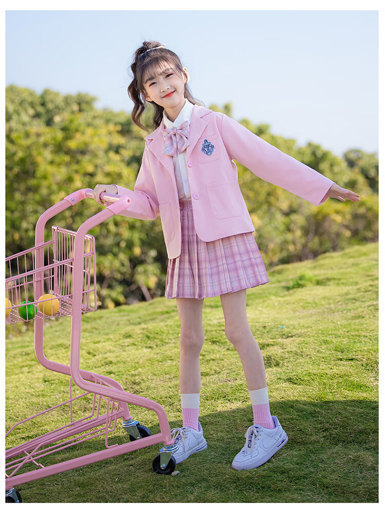 卡兔蓝猫女童jk韩版学院风套装裙儿童日系小学生百褶裙两件套春秋12岁