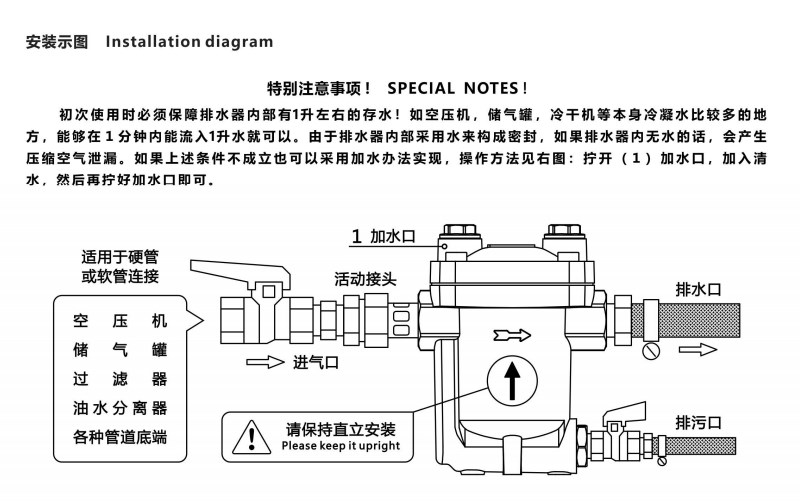adtv-80空压机储气罐自动排水器疏水阀大排量防堵4分气动式放水阀