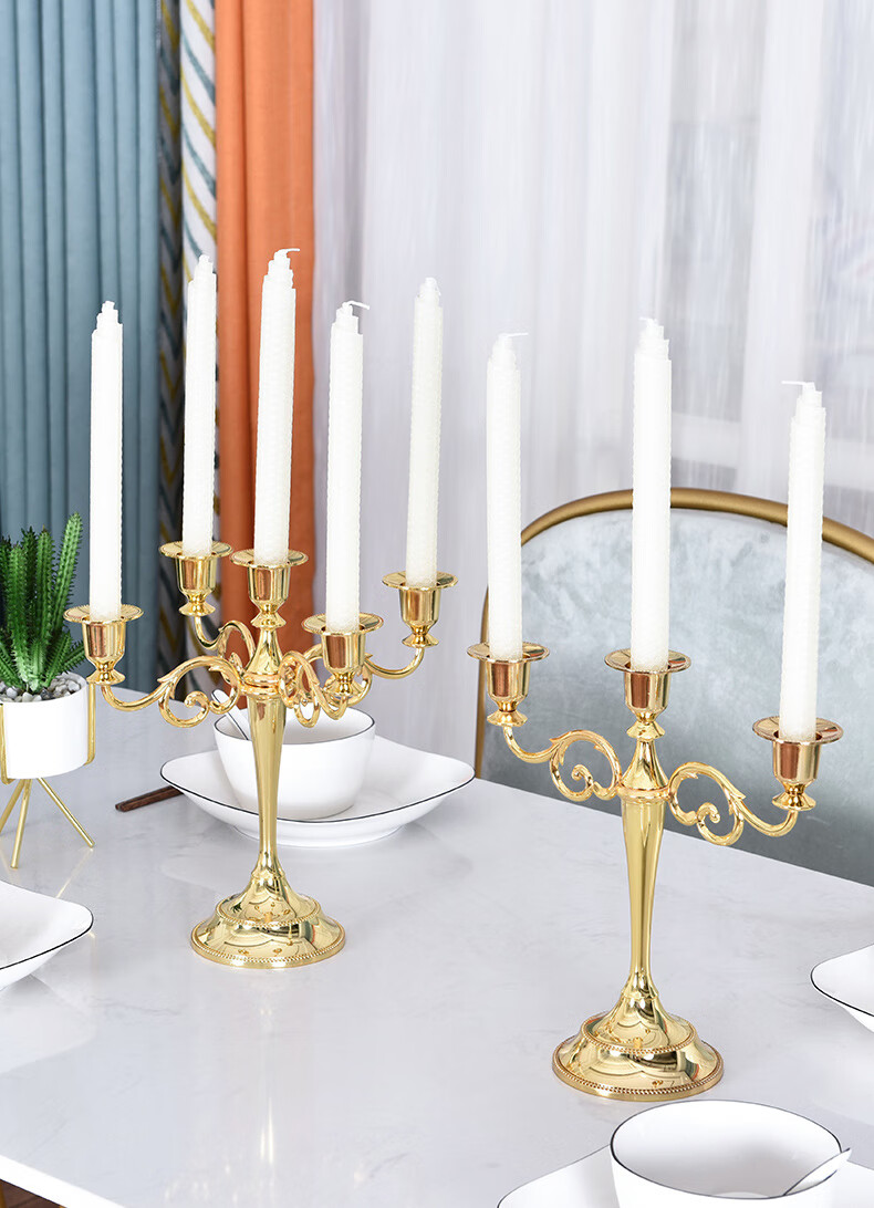 烛台烛光晚餐欧式五头轻奢烛台复古香薰蜡烛台摆件北欧浪漫家用西餐