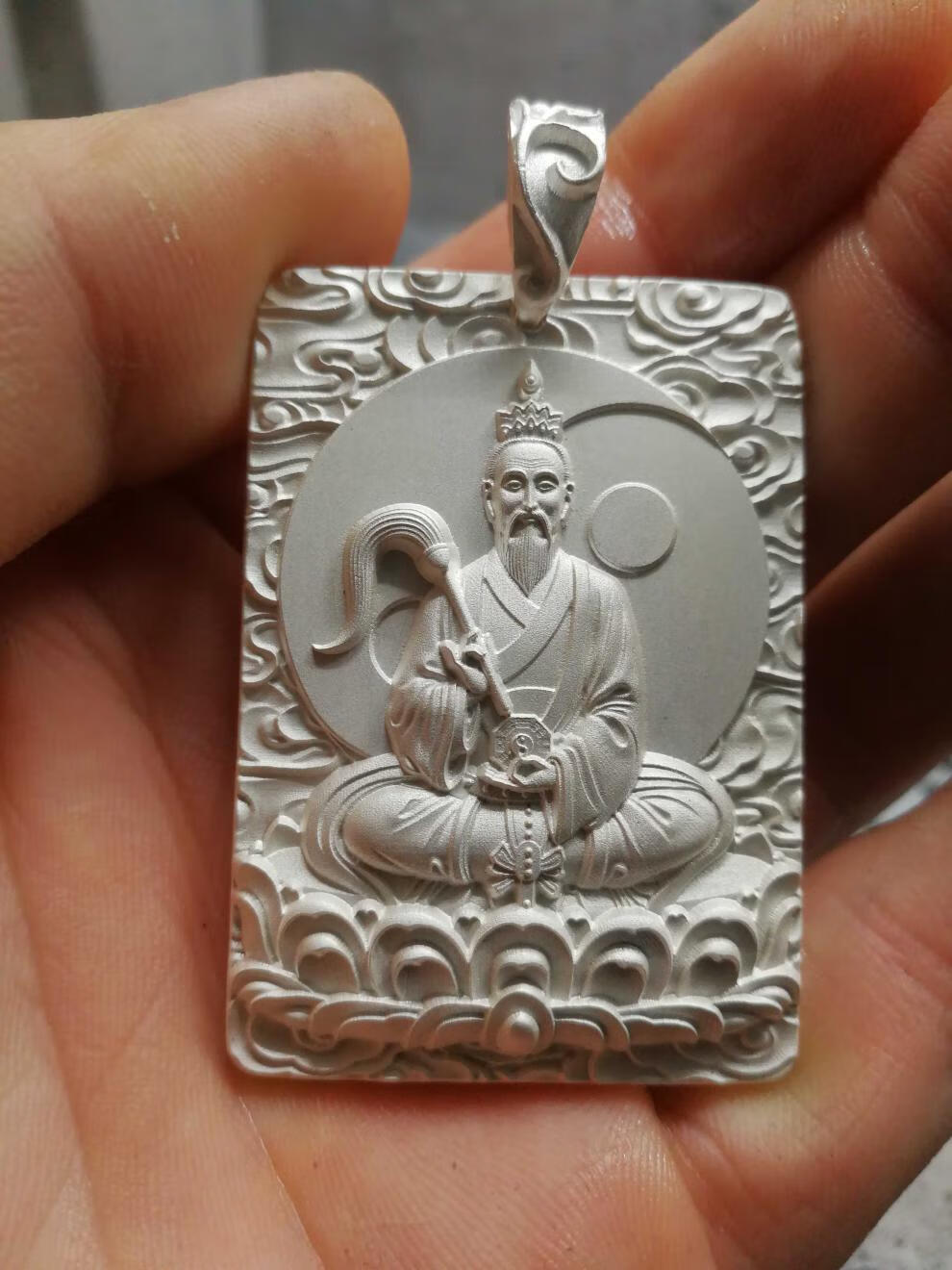 提伯斯太上老君足银吊坠鸿钧老祖太乙真命佛99足银新