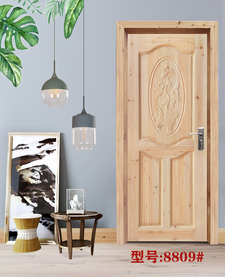 木门卧室门定制新中式仿古门窗杉木原木实木门室内门谷仓门套装门房间