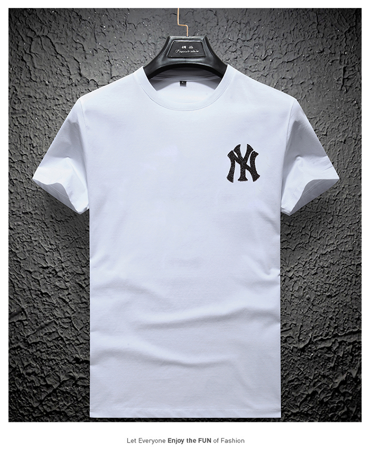 aemape/美国苹果烫钻短袖t恤男潮牌2021夏季新款上衣服休闲百搭 黑色