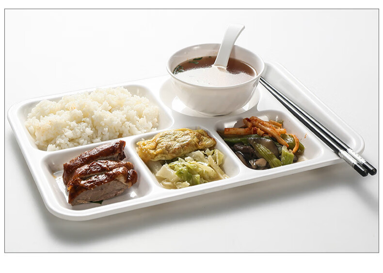 密胺餐盘四六分格快餐盘仿瓷塑料学校食堂餐具套装多格分餐盘饭盘k