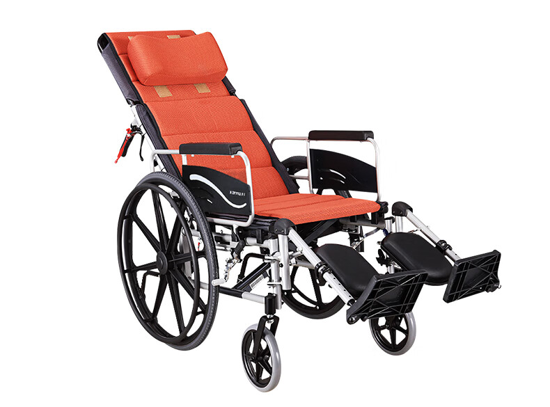 折叠铝合金高靠背可躺老年人残疾人手推车 康扬km-5000全躺轮椅【图片