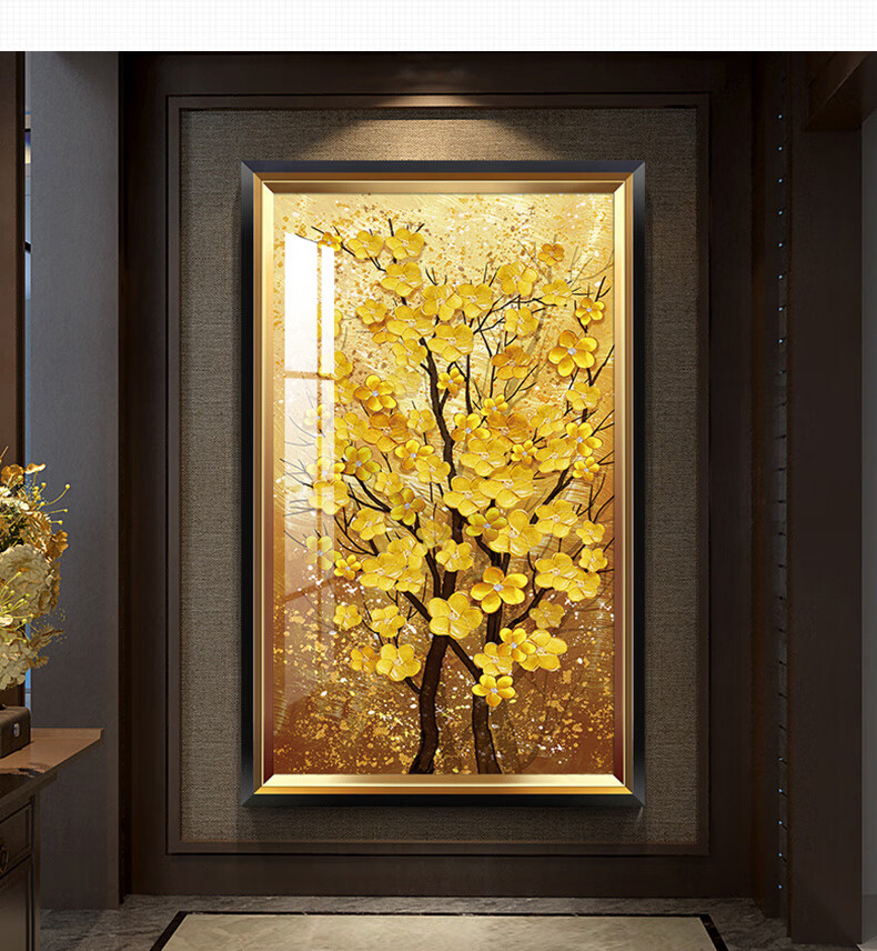 黄金树 入户玄关装饰画美式轻奢客厅走廊尽头壁画大气金钱树挂画 旭日