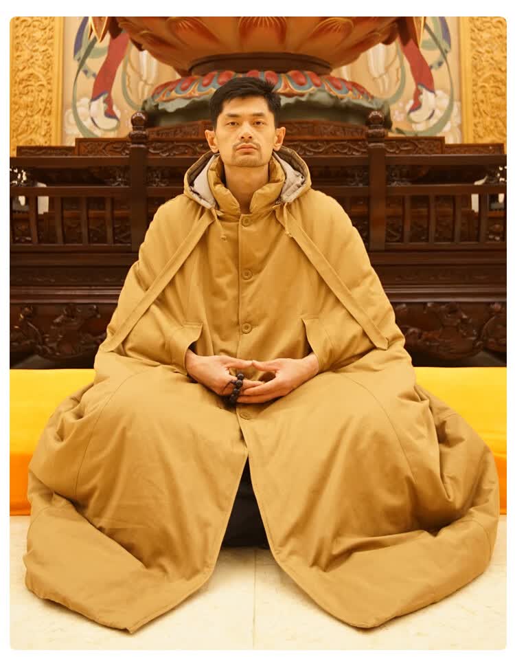 出家人和尚的衣服打坐披风斗篷加绒加厚冬季棉花长款禅修观音僧服居士