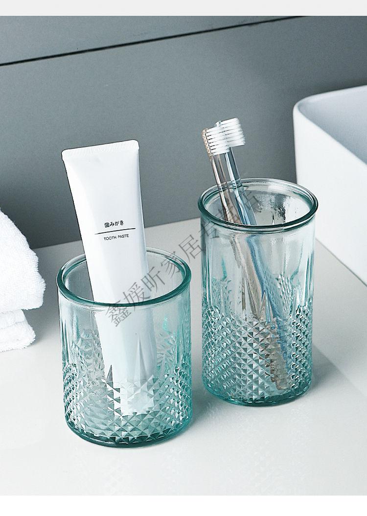 新款西班牙进口玻璃洗漱口杯家用简约北欧刷牙杯子套装情侣牙缸牙刷杯