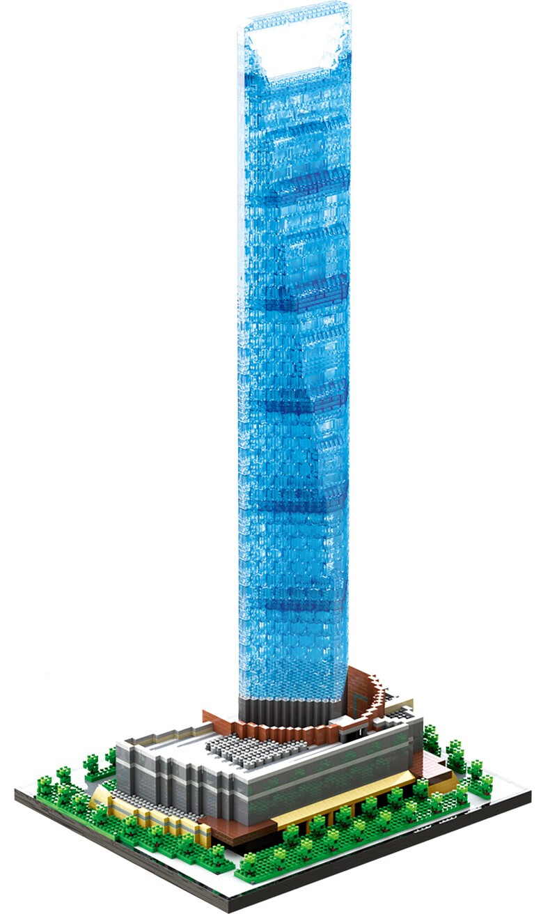 组装高难度拼插模型建筑街景城堡上海国际金融中心大厦拼图积木拼装