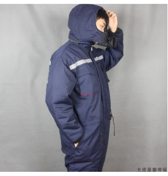精选钓鱼服饰防寒保暖加绒加厚劳保棉服冷库船员连体工作服钓鱼服带帽