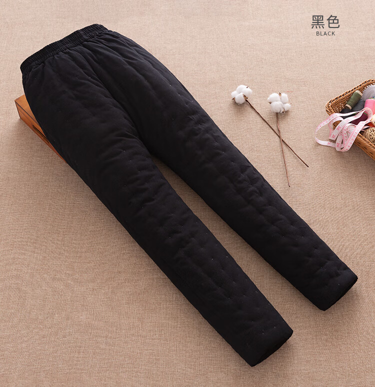 木吻纯棉花手工加厚棉裤秋冬季内穿保暖防寒高腰修身弹力裤子咖啡色l