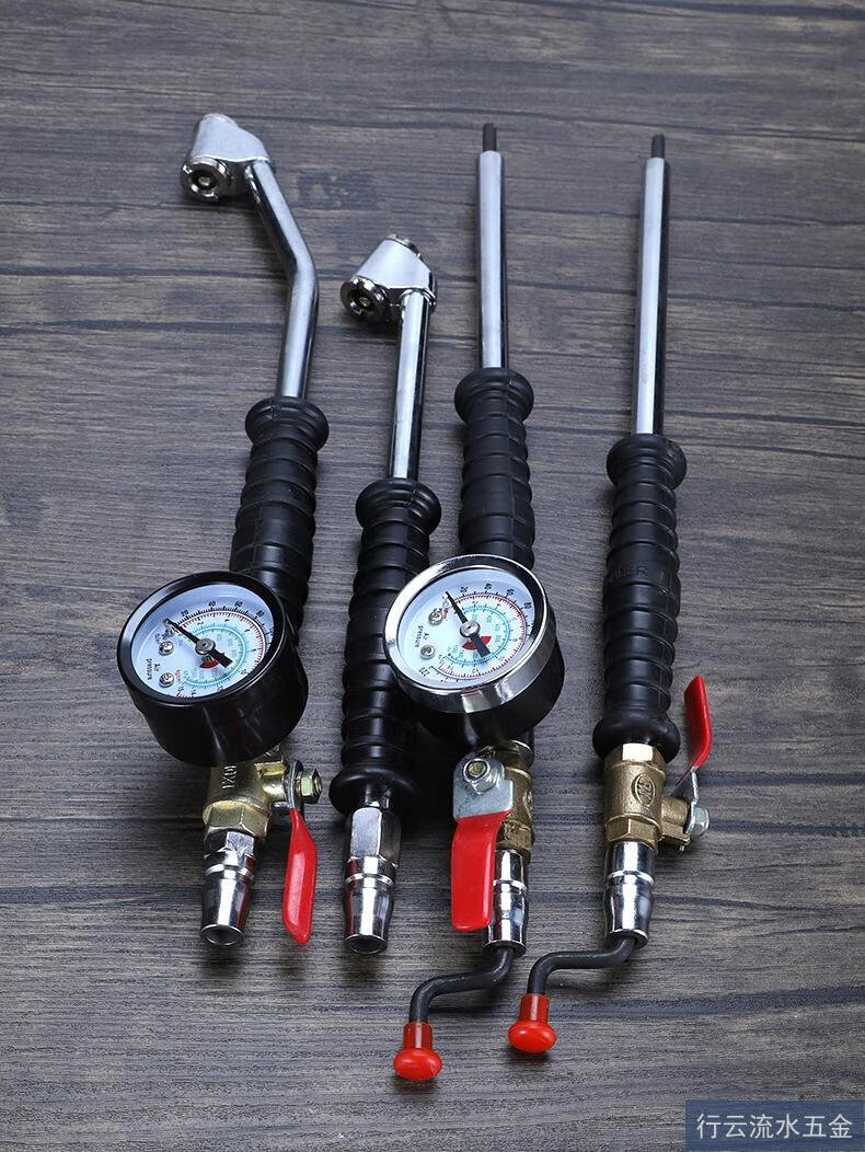 汽车轮胎充气头快速加气嘴摩托车自行车单车货车气管冲气咀手摇带表