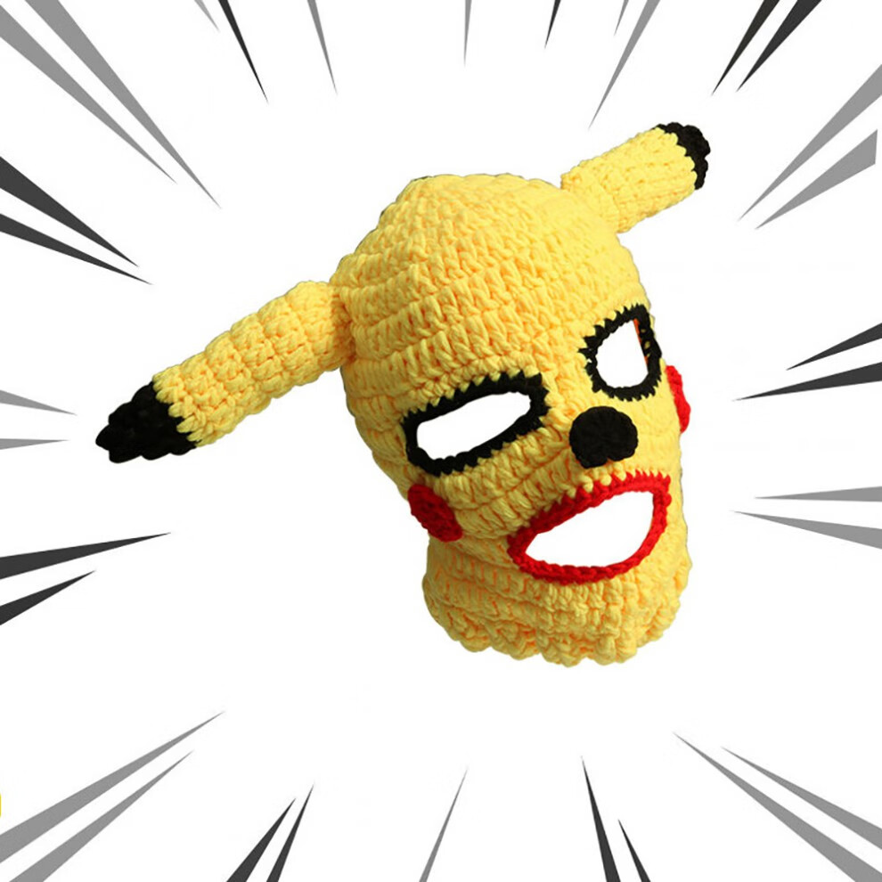 头套搞怪沙雕男女可爱网红搞笑面具演出个性卡通毛线帽礼物 皮卡丘