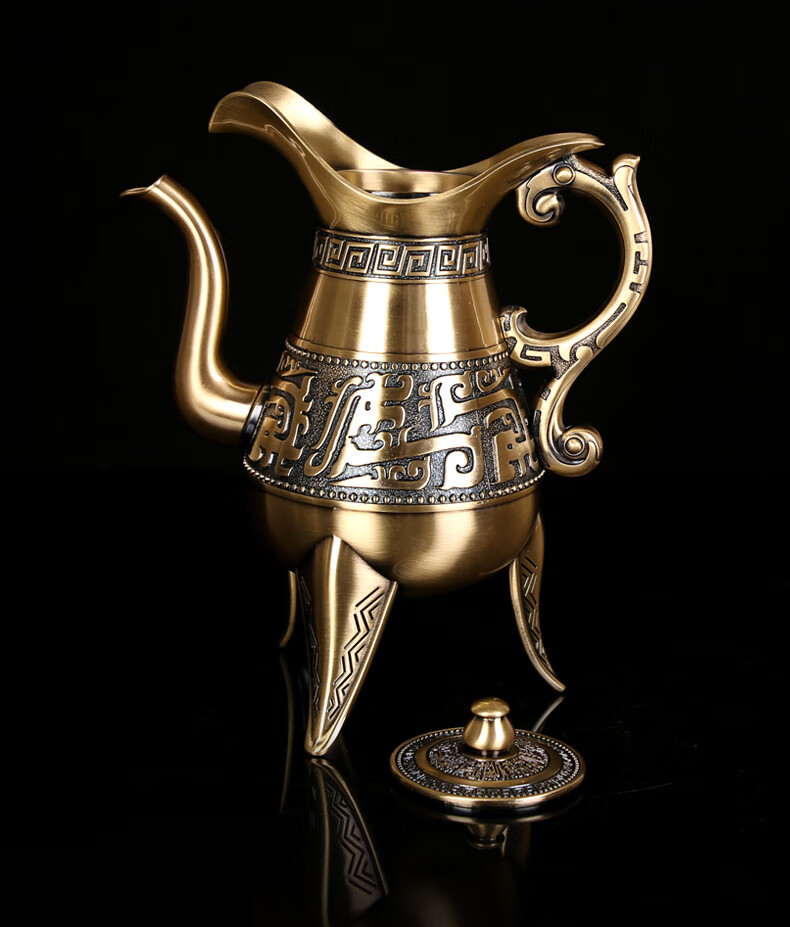 酒樽仿古复古青铜酒具酒杯套装家用三足鼎酒壶白酒青铜爵杯酒樽分酒器