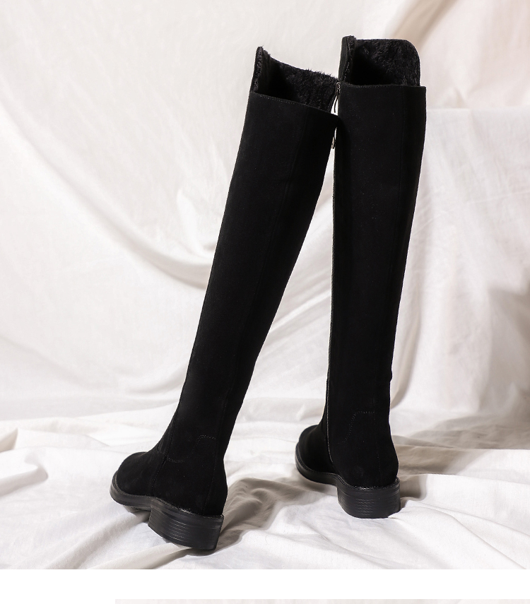 过膝长靴女冬平底新款春秋单靴女内增高筒靴百搭瘦瘦靴长筒靴小个子靴