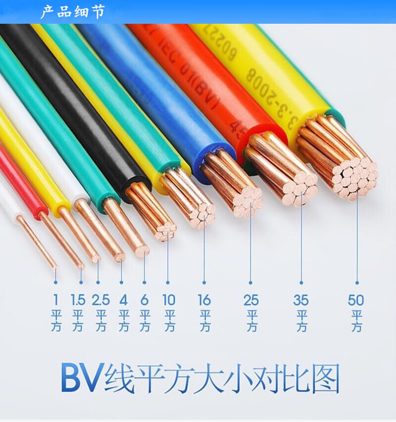 国标塑铜线bv152546平方纯铜芯阻燃电线家装家用电线剪零6平方红色