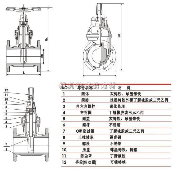 z45x-16q暗杆铸铁弹性座封法软密封闸阀dn50 65 80 100 125 150 大体 