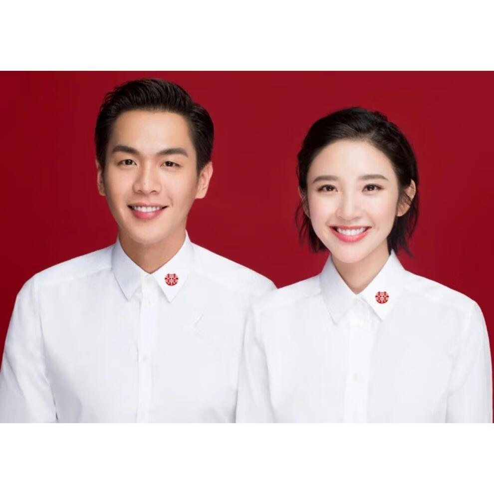 享登领证结婚登记证件照情侣装男女款白色长袖衬衫影楼摄影结婚照衬衣