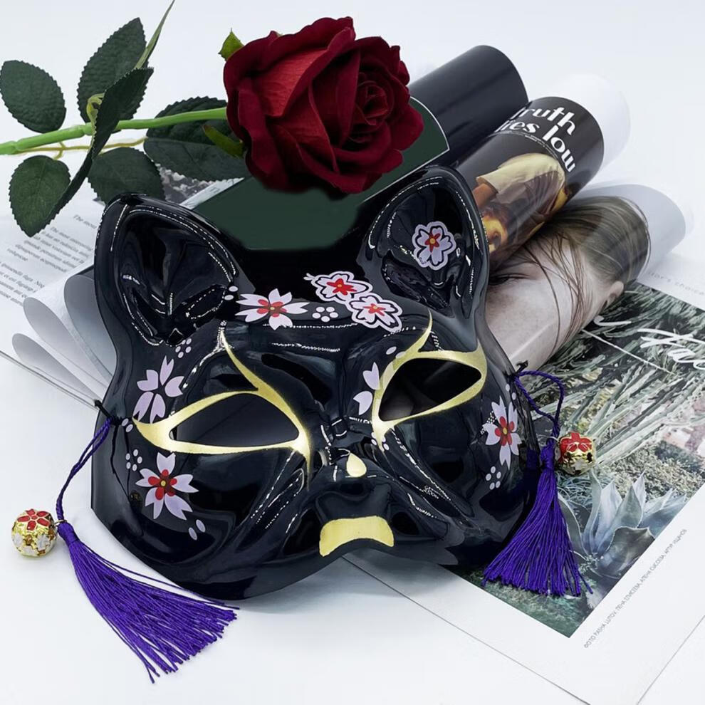 万圣节面具 diy 狐狸面具半脸化妆舞会舞台diy手绘古风汉服万圣节动漫