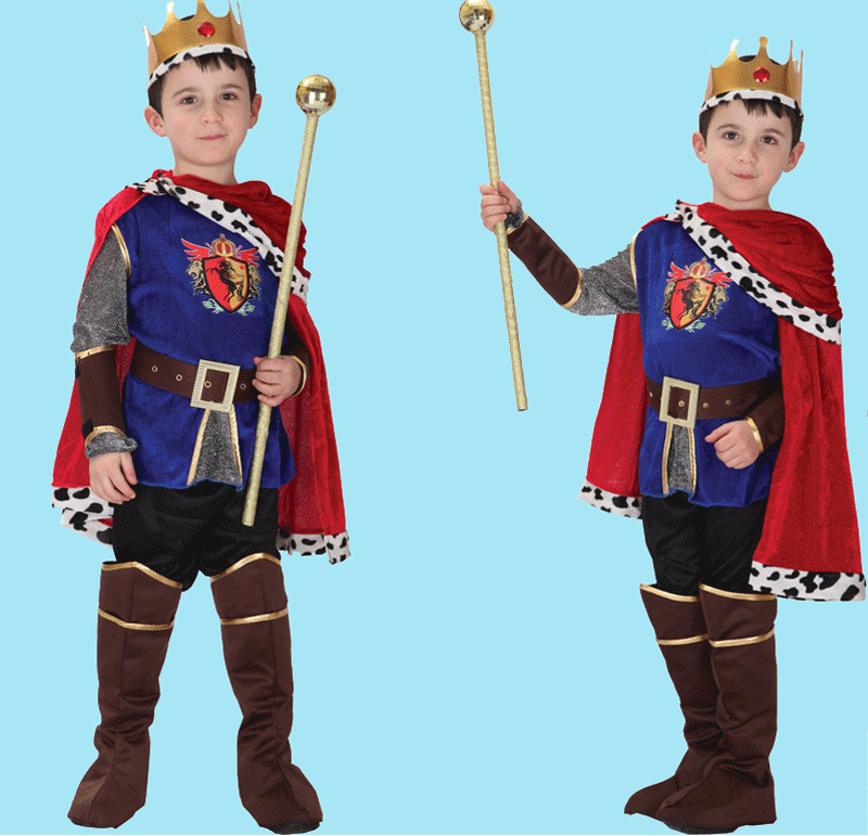 桢译国王演出服万圣节儿童服装国王王子表演服男童小男成人白马王子
