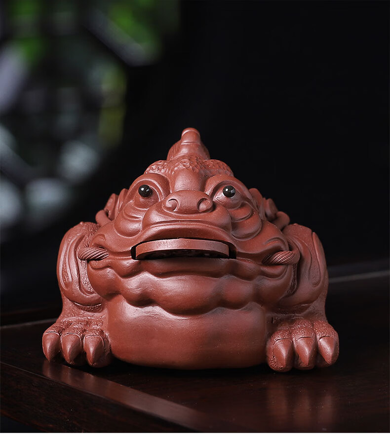 sonwibumn紫砂大金蟾茶宠可养茶玩茶台配件茶桌手工雕塑三足金蟾蜍