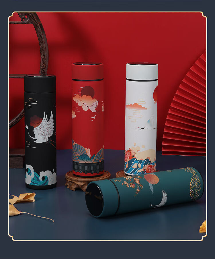 迎新必备国潮保温杯男智能显温水杯女中国风创意学生杯子商务泡茶杯