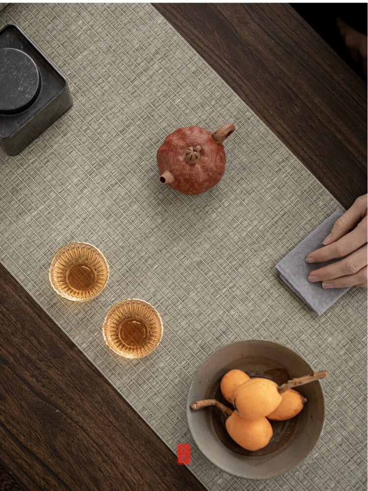 班意台湾茶席茶布禅意防水茶席棉麻布艺茶桌茶盘垫桌旗茶道配件草编