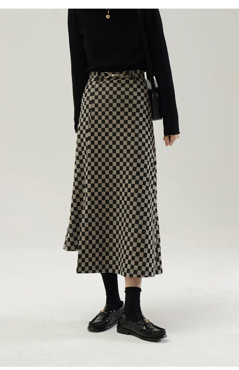 半身裙女秋冬高腰显瘦棋盘格针织半身裙女秋冬高腰显瘦