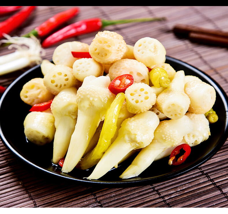 洪湖九妹酸辣泡椒藕头泡藕藕芽藕尖起下饭菜湖北特产400g/6袋藕头 400