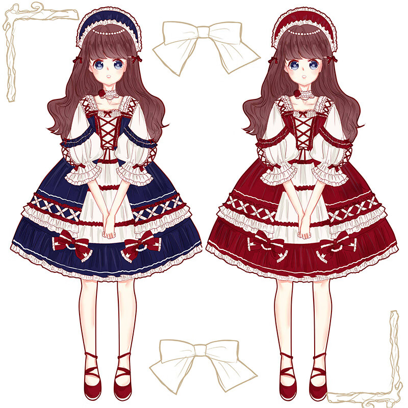 60洛丽塔裙子小公主全套白雪姬lolita裙lo裙中长裙装夏悠曼娅1绀色