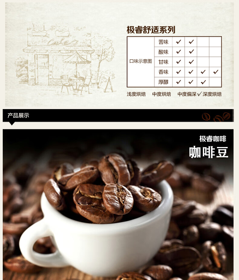 极睿卡布奇诺咖啡豆 意式浓缩espresso黑咖啡 250g【图片 价格 品牌