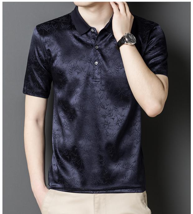 太子龙轻奢高端100%桑蚕丝香云纱真丝薄款男士短袖t恤高端休闲体恤衫