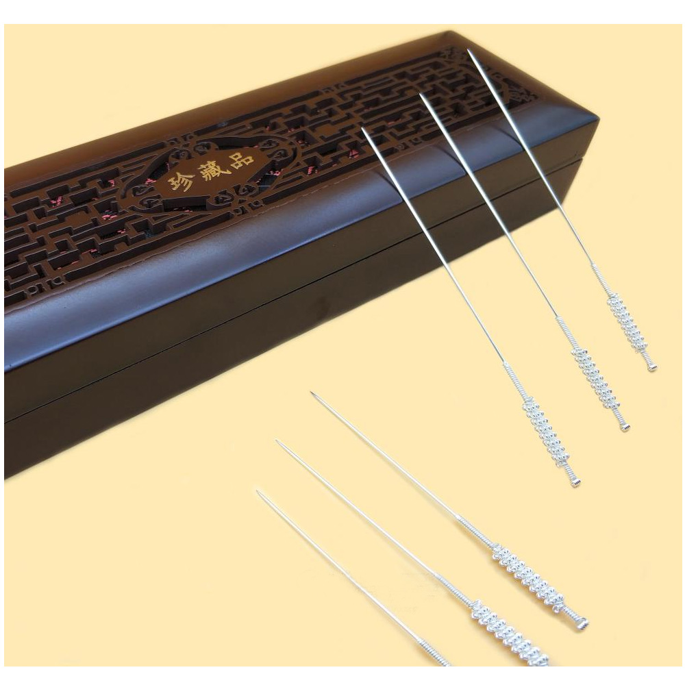 【药房直售】盘龙柄银质针灸针 纯银针灸针 中医用银针 珍藏套针 12支